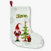 Christmas Folk Whimsey 3D Lettering GEPERSONALISEE Kleine Kerstsok (Voorkant)