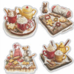 Christmas Foodie Drink bakken Sticker<br><div class="desc">Wat een geweldige manier om 4 individuele foodie bakken en drink stickers op een 8x8 vel te krijgen. Je zult de Kerstman in veel pakken vinden terwijl hij door zijn thuisleven navigeert. Elke sticker zal ongeveer 3-4 inch groot zijn als u een 8x8 vinyl sticker kiest.</div>