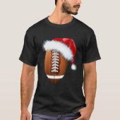 Christmas Football Ball Santa Hat Funny Sport Xmas T-shirt (Voorkant)