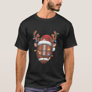 Christmas Football Lover Santa Hat Sports Xmas T-shirt