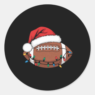 Christmas Football Player Xmas Lights Santa Sports Ronde Sticker