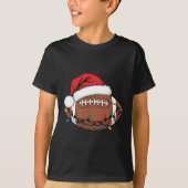 Christmas Football Player Xmas Lights Santa Sports T-shirt (Voorkant)