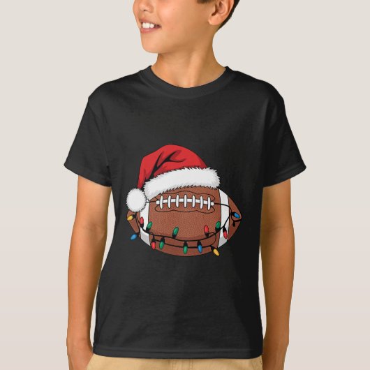 Christmas Football Player Xmas Lights Santa Sports T-shirt (Voorkant)
