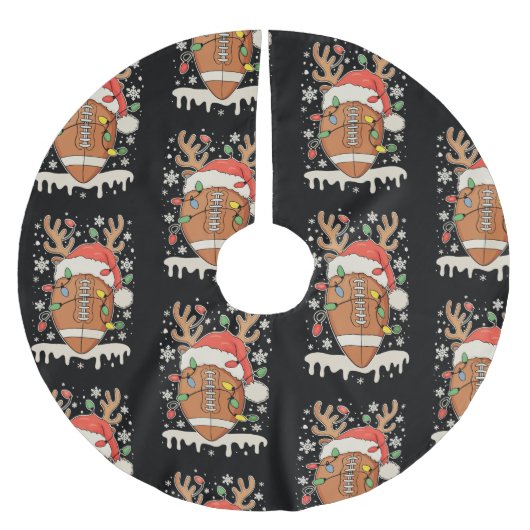 Christmas Football Santa Hat Reindeer Xmas Lights Kerstboom Rok (Voorkant)