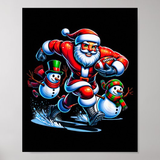 Christmas Football Santa Playing Football  Poster (Voorkant)