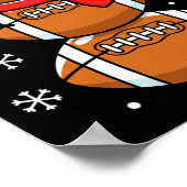 Christmas Football Snowman Santa Hat Funny Xmas Fo Poster (Hoek)