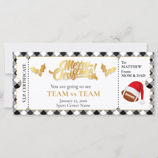 Christmas Football Ticket, Verrassingscadeaubon (Voorkant)