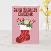 Christmas for Granddaughter Stocking with Bunny Kaart (Gele Bloem)