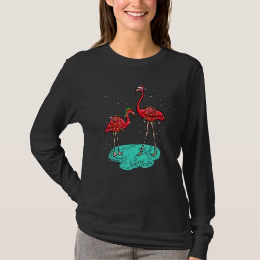 Christmas for men women kids Santa ELF Flamingo T-shirt (Voorkant)