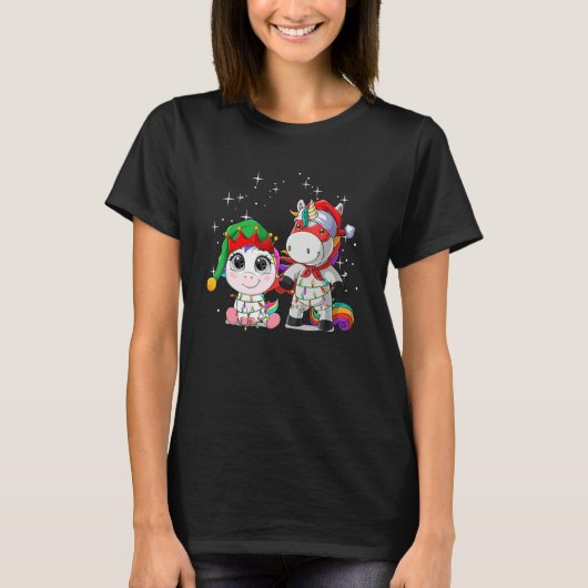 Christmas for men women kids Santa ELF Unicorn T-shirt (Voorkant)