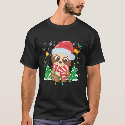 Christmas for men women kids Santa sloth 1 T-shirt (Voorkant)