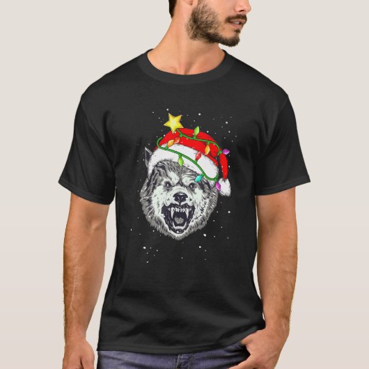 Christmas for men women kids Santa Wolf T-shirt (Voorkant)