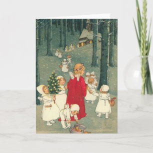 Christmas Forest Angels Feestdagen Kaart
