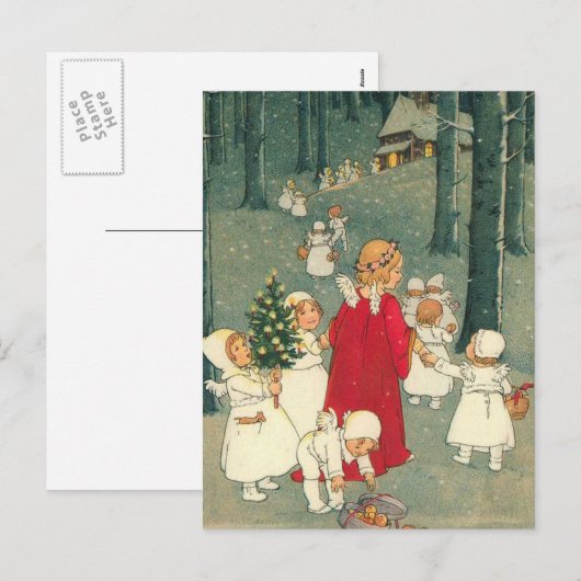 Christmas Forest Angels Feestdagenkaart (Voorkant / Achterkant)