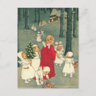 Christmas Forest Angels Feestdagenkaart
