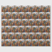 Christmas Forest Animals in Snowflakes Cadeaupapier (Vlak)