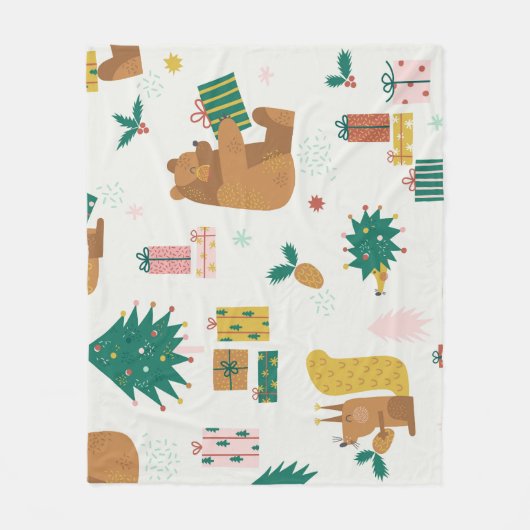 Christmas Forest Dieren: vibe Fleece Deken (Voorkant)