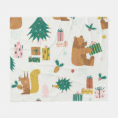 Christmas Forest Dieren: vibe Fleece Deken (Voorkant (Horizontaal))