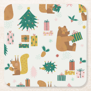 Christmas Forest Dieren: vibe Kartonnen Onderzetters