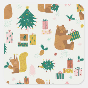 Christmas Forest Dieren:  vibe Vierkante Sticker