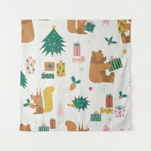 Christmas Forest Dieren: vibe Wandkleed (Voorkant)