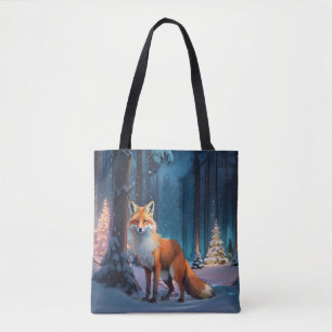 Christmas Forest Fox Tote Bag