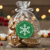 Christmas Forest Green White Snowflake Holidays Ronde Sticker