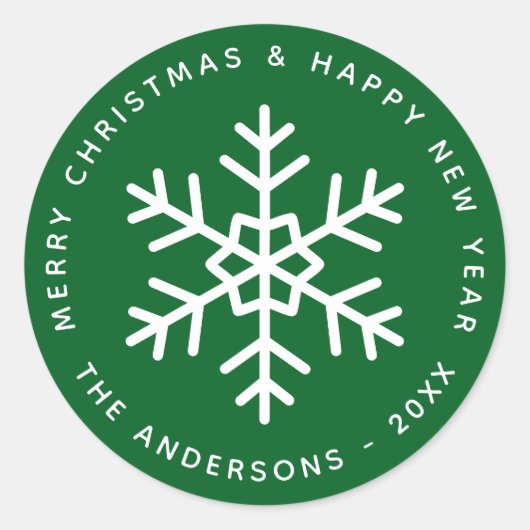 Christmas Forest Green White Snowflake Holidays Ronde Sticker (Voorkant)