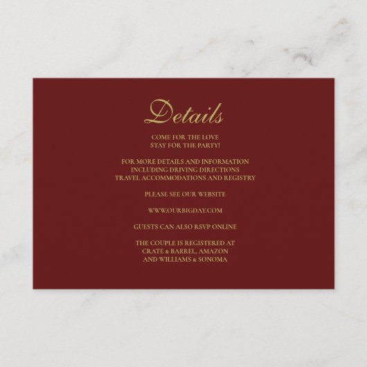 Christmas formal  Enclosure Card Details Informatiekaartje (Voorkant)