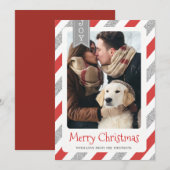 Christmas foto van Card merry christmas red silver Feestdagenkaart (Voorkant / Achterkant)