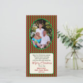 CHRISTMAS FOTO WENSKAART - RED PLAID FEESTDAGENKAART (Staand voorkant)