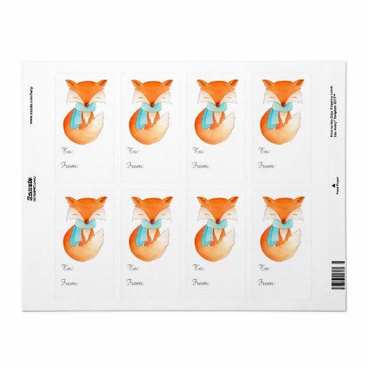 Christmas fox cub cadeau label (van en naar) (Full Sheet)