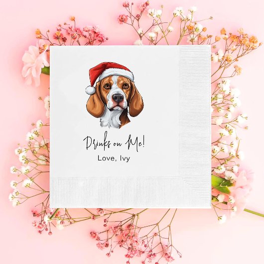 Christmas Fox Hound Dog gepersonaliseerde Drinken  Servet