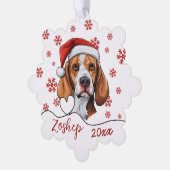 Christmas Fox Hound Hond gepersonaliseerd Ornament Kaart (Links)
