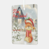Christmas Fox House Metal Square Ornament (Voorkant links)