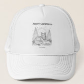 Christmas Fox Line Art Wildlife Landschap Trucker Pet (Voorkant)