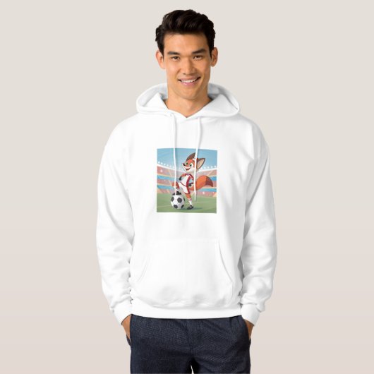 Christmas Fox Playing Football Hoodie (Voorkant volledig)