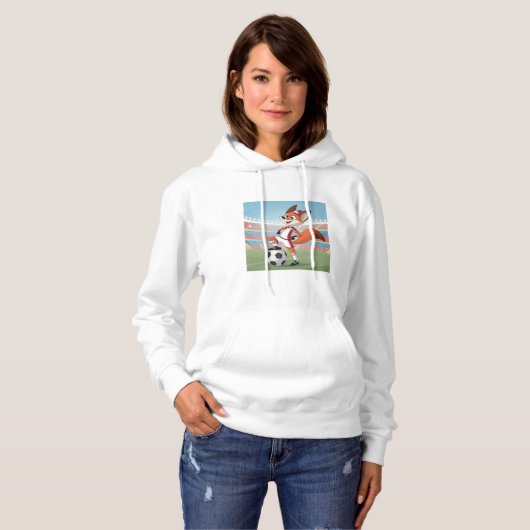 Christmas Fox Playing Football Hoodie (Voorkant volledig)