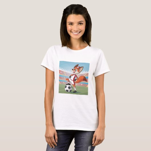 Christmas Fox Playing Football T-shirt (Voorkant volledig)