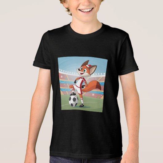 Christmas Fox Playing Football Tri-Blend Shirt (Voorkant)