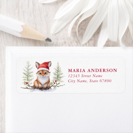 Christmas Fox retour adreslabels Etiket (Insitu)