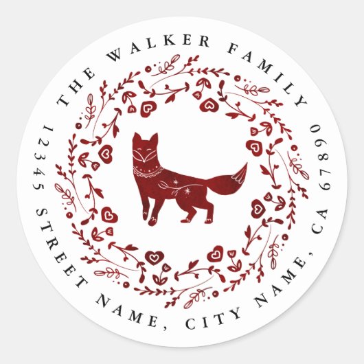 Christmas Fox Ronde Stickers (Voorkant)