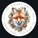 Christmas Fox Ronde Stickers<br><div class="desc">Christmas Fox Ronde Stickers</div>