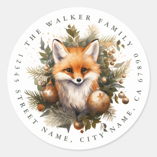 Christmas Fox Ronde Stickers (Voorkant)