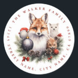 Christmas Fox Ronde Stickers<br><div class="desc">Christmas Fox Ronde Stickers</div>