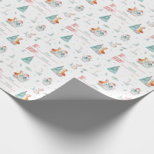 Christmas Fox Snowman Custom Naar en Van Naam Cadeaupapier