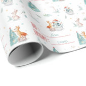 Christmas Fox Snowman Custom Naar en Van Naam Cadeaupapier (Rol Hoek)