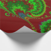 CHRISTMAS ~ Fractal Pattern Green Red ~ Wrapping Cadeaupapier (Hoek)