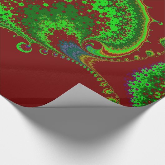 CHRISTMAS ~ Fractal Pattern Green Red ~ Wrapping Cadeaupapier (Hoek)