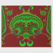 CHRISTMAS ~ Fractal Pattern Green Red ~ Wrapping Cadeaupapier (Vlak)